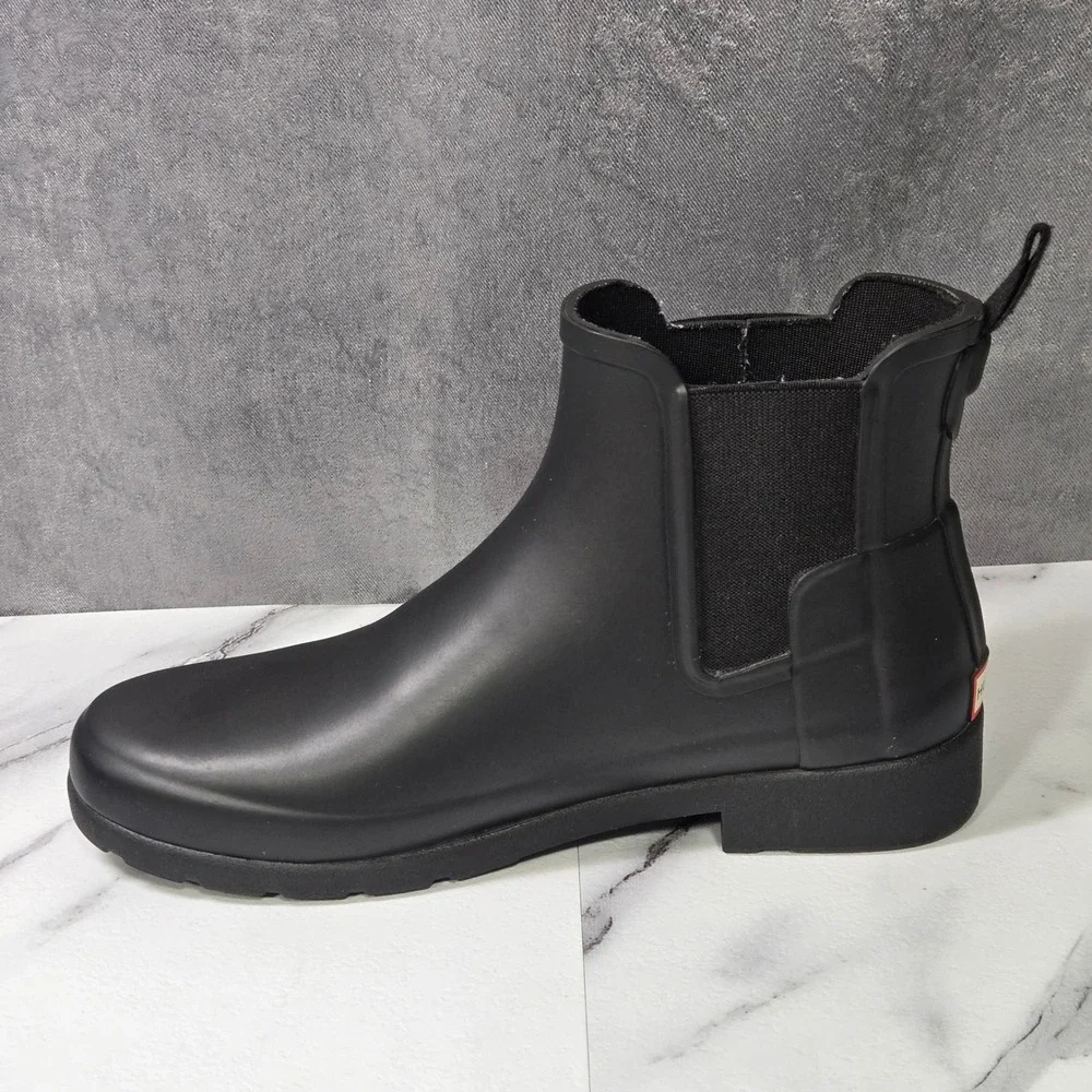 Hunter Womens Size 8 Black Original Refined Slim Fit Chelsea Ankle Rain Boots